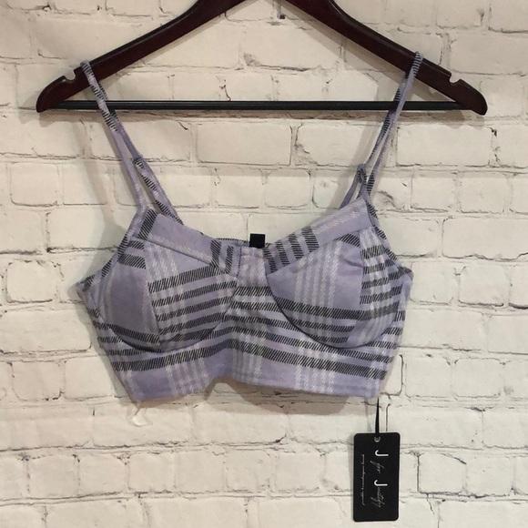 3/$15 SALE 💫 NWT J is for Justify Purple Plaid Crop Top - Picture 1 of 6